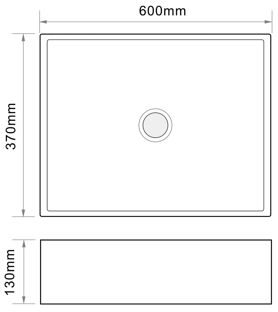 Erga Barbara, asztali mosogató 600x370x130 mm, fehér fényes, ERG-V03-YT-060-WH