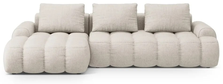 Bézs kinyitható-tárolóhelyes sarokkanapé (bal oldali-heverő résszel) Linz – Cosmopolitan Design