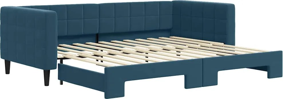 vidaXL kék kihúzható bársony heverő 90 x 200 cm