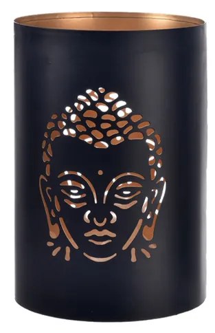 InDecor Fém gyertyatartó Buddha fekete, 10 x 10 x12 cm