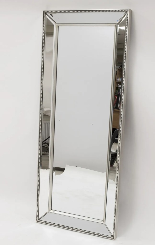 Szögletes élcsiszolt fali tükör fazettás díszes tükrös keretben 151x61x5,5cm