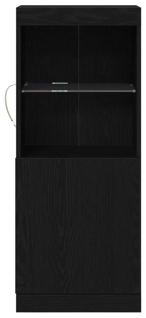 LED világítással rendelkező feketefenyő kis szekrény 41x37x100 cm
