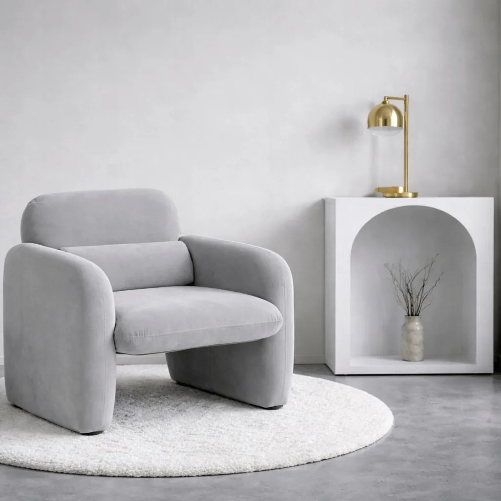 Pihenőfotel szürke színben, bársony kárpittal TOGO