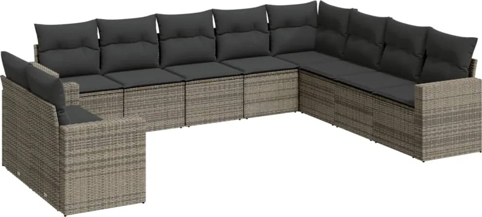 vidaXL 10 részes szürke polyrattan kerti ülőgarnitúra párnákkal