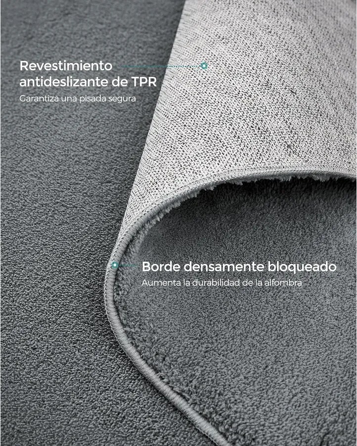 Csúszásmentes szőnyeg, szőnyeg mosógépben mosható, 200 x 290 cm, szürke
