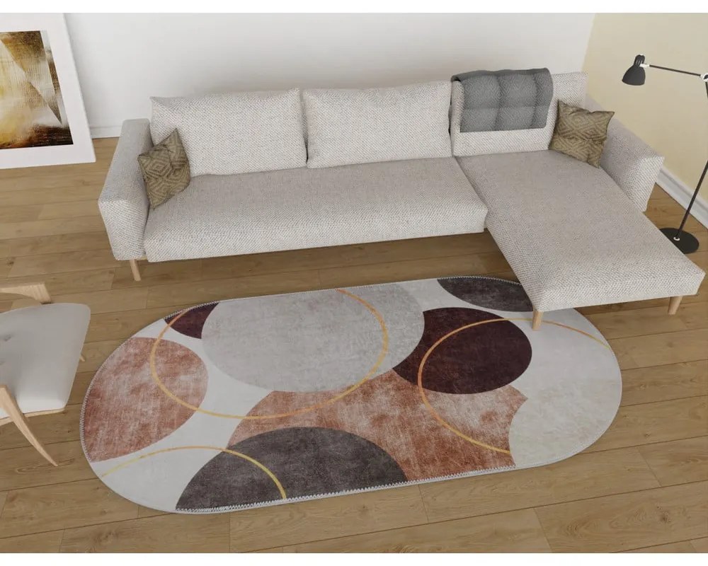 Barna-krémszínű mosható szőnyeg 80x120 cm Oval – Vitaus