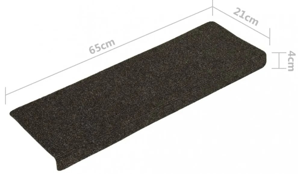 15 db öntapadós lépcsőszőnyeg 65 x 21 x 4 cm antracit téglalap alakú széllel