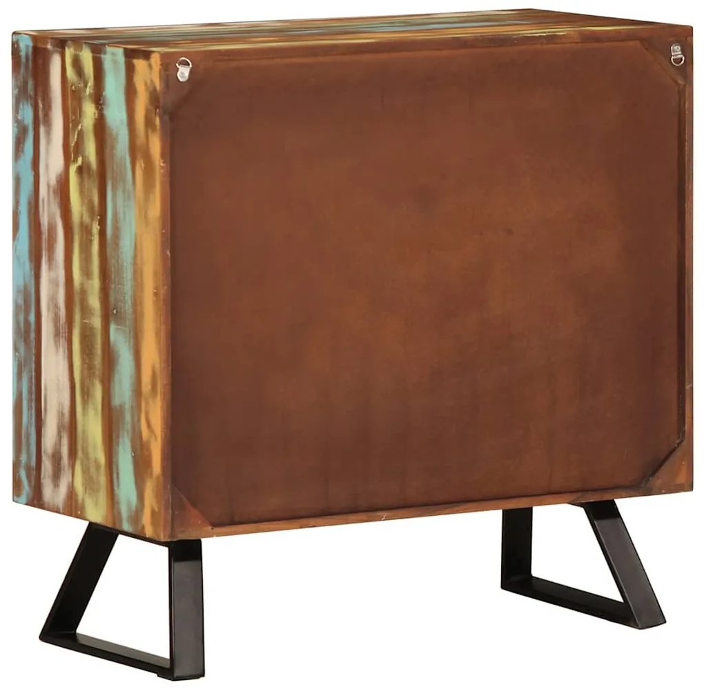 többszínű tömör újrahasznosított fa fiókos szekrény 70x35x70 cm