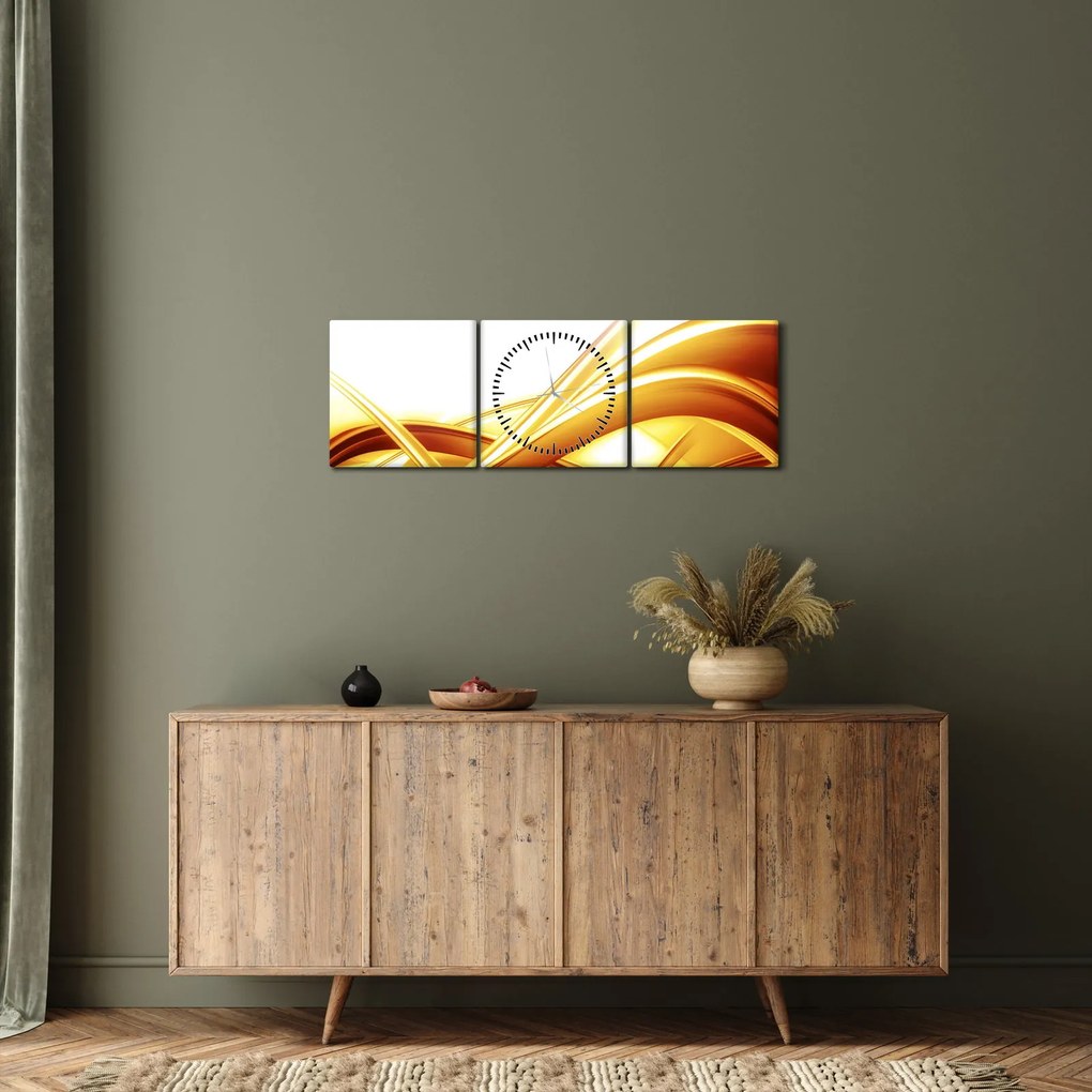 Kép - Sárga absztrakció (órával) (90x30 cm)