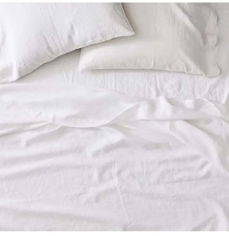 EMI Fehér lenvászon lepedő, Fix dupla lepedő 200x240