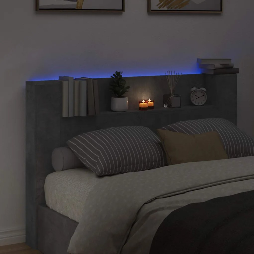 Fejtámla polcokkal Beton Szürke 160 x 16,5 x 103,5 cm Faanyag