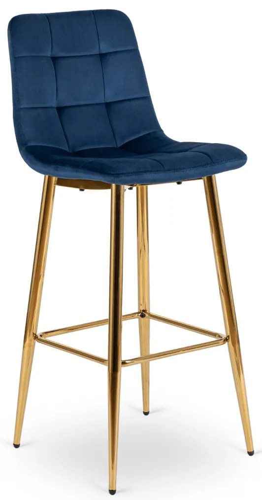 Kék Bársony Bárszék Aranyszínű Lábbal. ARIEL
