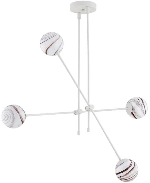 Argon 1841 - Csillár rúdon ABSOS 4xE14/7W/230V alabástrom fehér