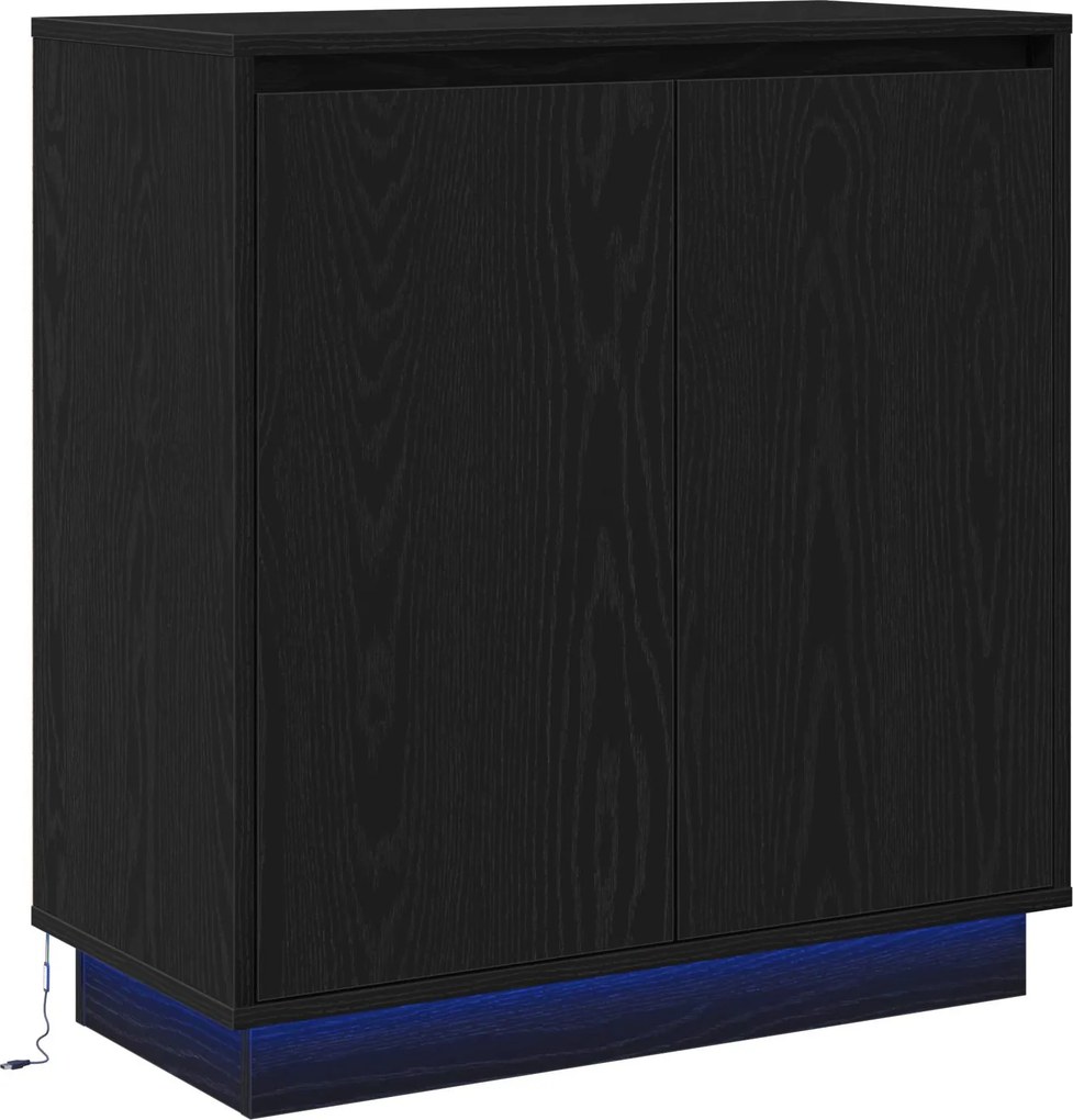 vidaXL Komód LED -es lámpákkal Fekete tölgy 71 x 34.5 x 75 cm Faanyag