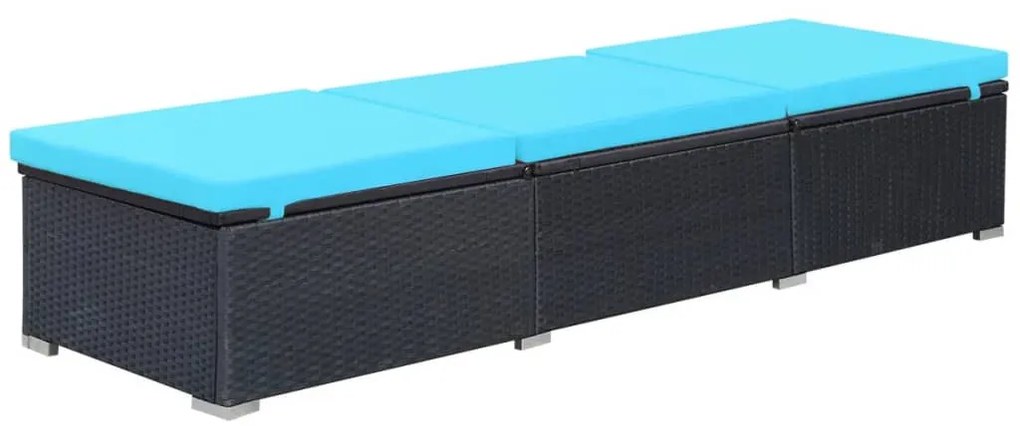 Fekete polyrattan napozóágy párnával