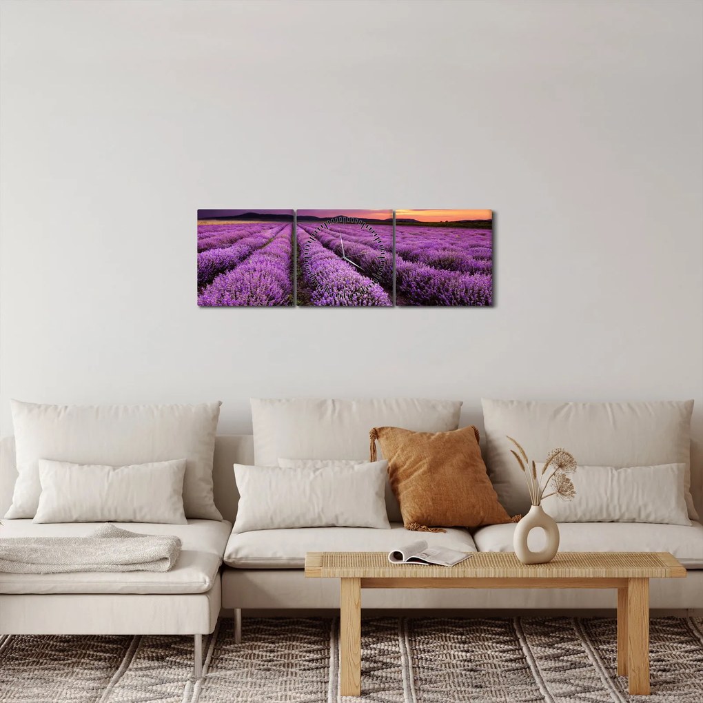 Kép - Levendulamező naplementében (órával) (90x30 cm)