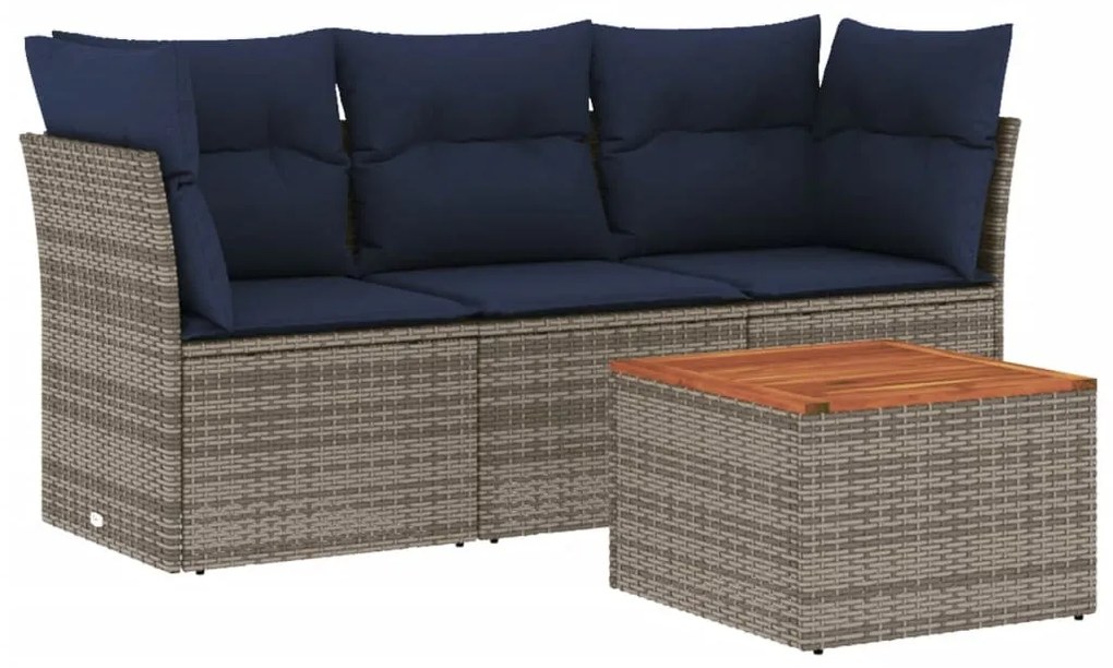 4 részes szürke polyrattan kerti ülőgarnitúra párnával