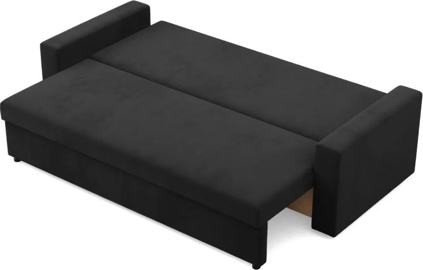 Zeus kanapéágy, szövet anyag, bonell töltet, egyenes kartámasz, fekete