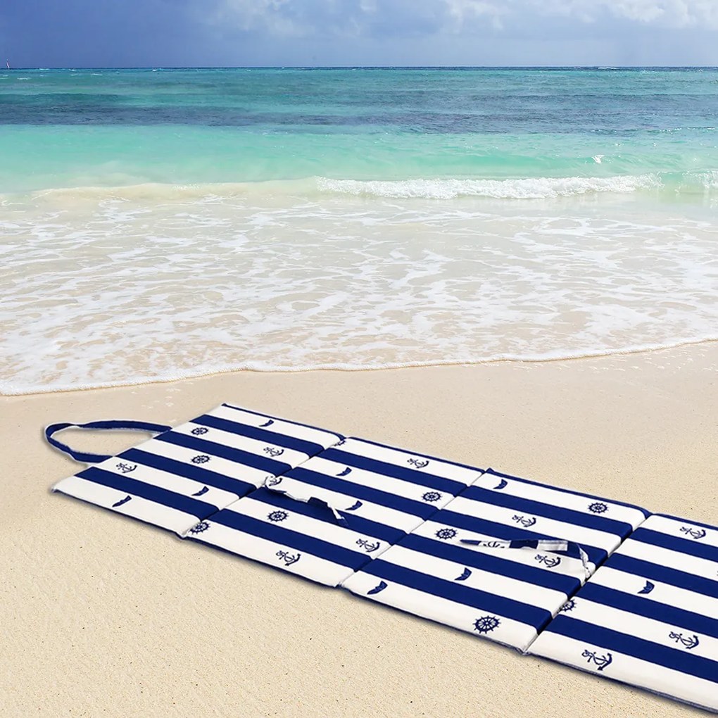 Napozószivacs CSÍKOK ÉS HORGONY 137x49 cm, kék-fehér