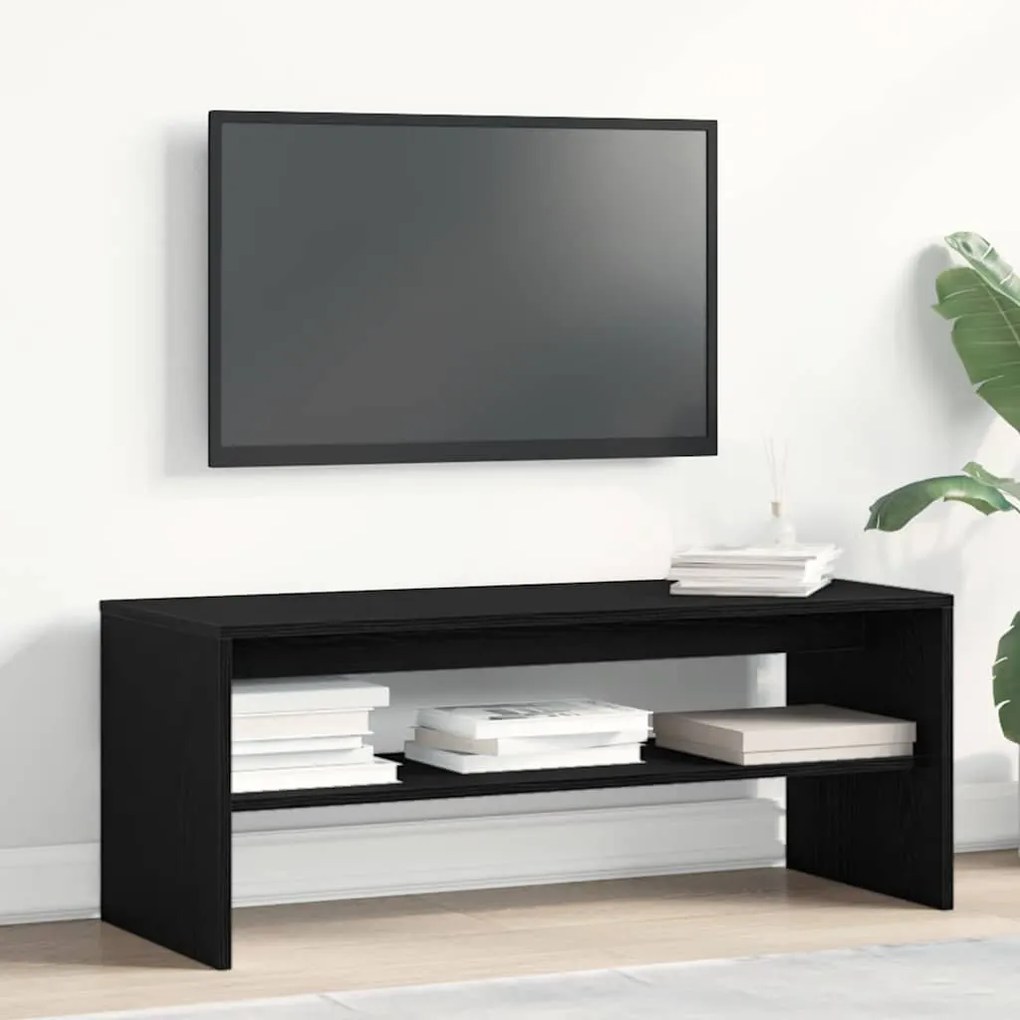fekete tölgy szerelt fa TV-szekrény 100 x 40 x 40 cm