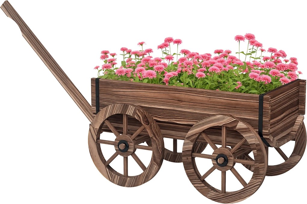 Outsunny Virágosláda A Kerekes Designban, Növények Szállítója Fogantyúval, Virágosláda, Virágtartó Kerthez, Teraszhoz, 30 kg-ig Terhelhető, Sötét Szür