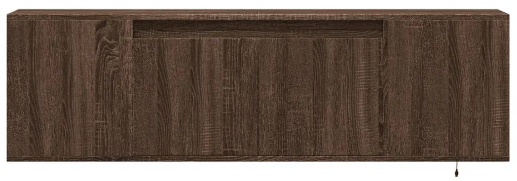 barna tölgyszínű fali TV-szekrény LED-del 135x31x39,5 cm