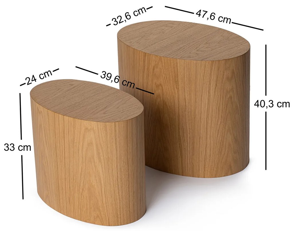Elipse Set Oak kisasztal, 2 db