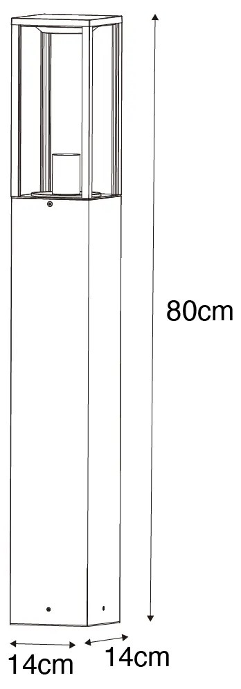 Álló kültéri lámpa fekete bordázott üveggel 80 cm IP44 - Charlois