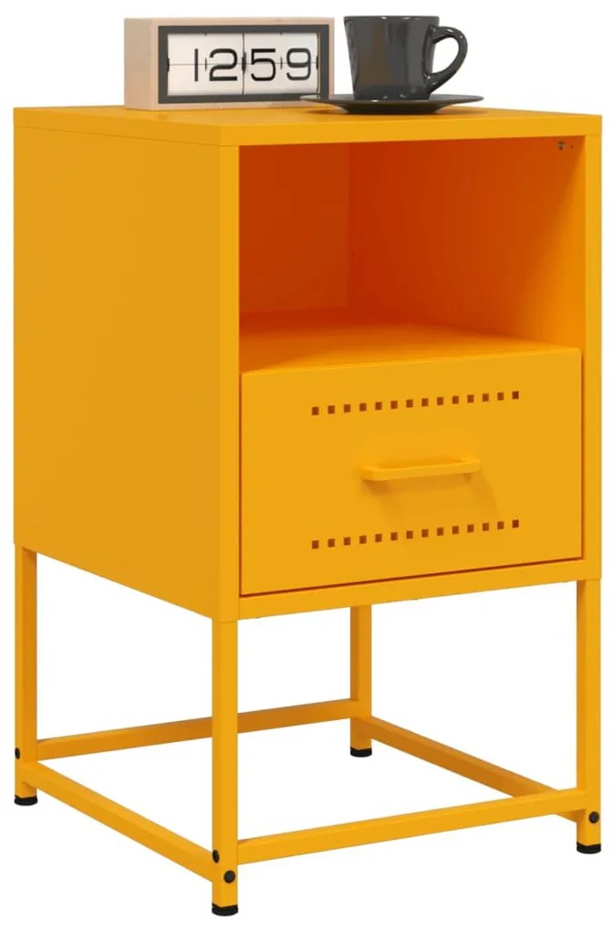 2 db mustársárga acél éjjeliszekrény 36x39x60,5 cm