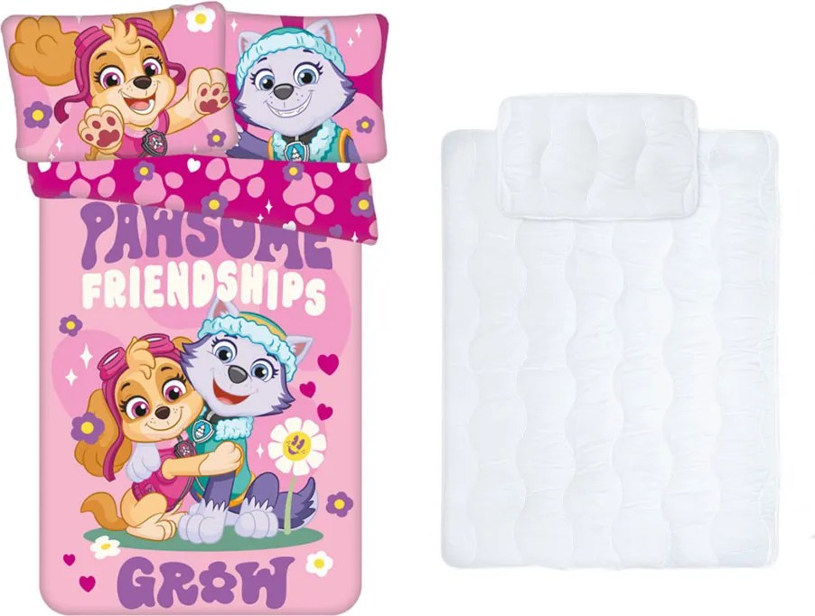 Mancs Őrjárat Pawsome gyerek, ovis ágyneműhuzat és paplan/párna szett 100x135 cm 40x60 cm