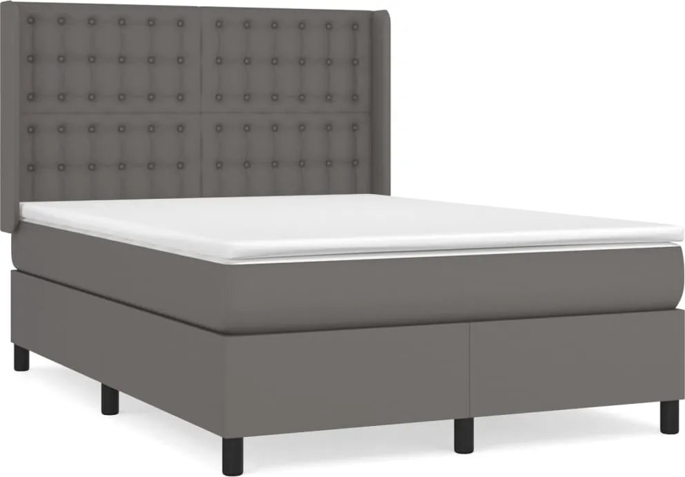 vidaXL szürke műbőr rugós ágy matraccal 140x190 cm