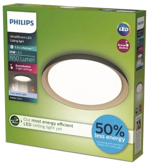 Philips - LED Dimmelhető mennyezeti lámpa PEBBLO LED/10W/230V 4000K fekete