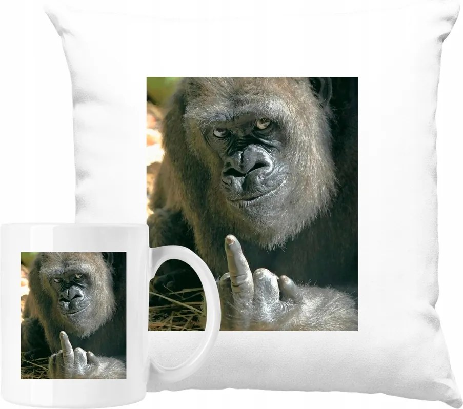 Bögre Szett Párna Fu*k Mém Vicces Majom Ajándék ötlet