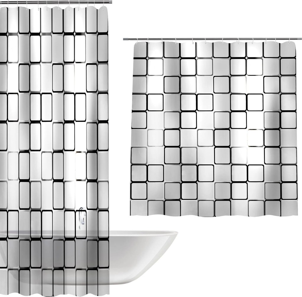 Zuhanyfüggöny 180x200 Tejfehér Fürdőszobai Strapabíró Macska A Kád Felett