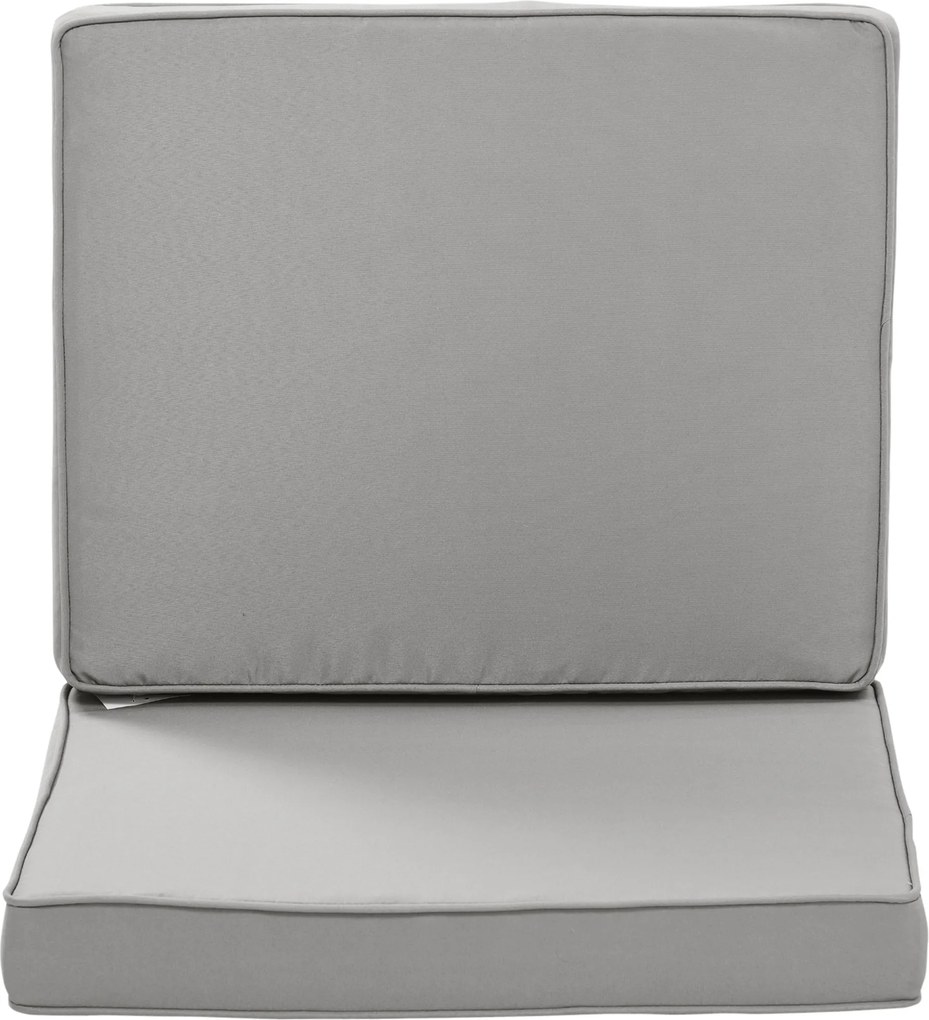Outsunny 2 darabos ülőpárna készlet, levehető ülőpárnák, magas komfort, párnázott habpárnák, poliészter anyag világosszürke | Aosom