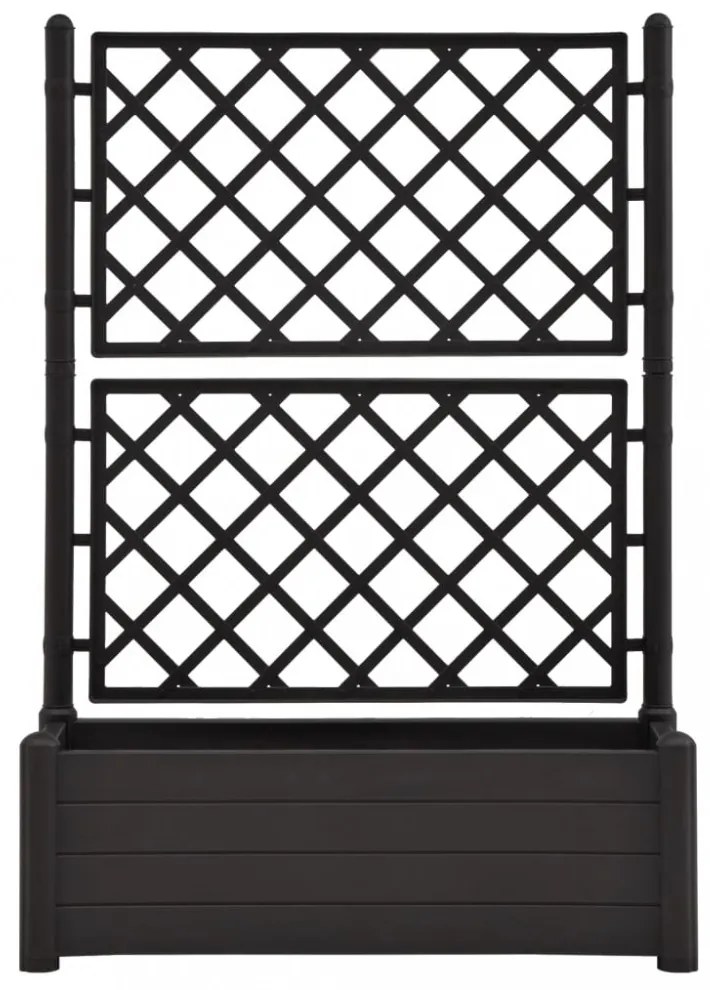 antracitszürke polipropilén rácsos kerti ültető 100x43x142 cm