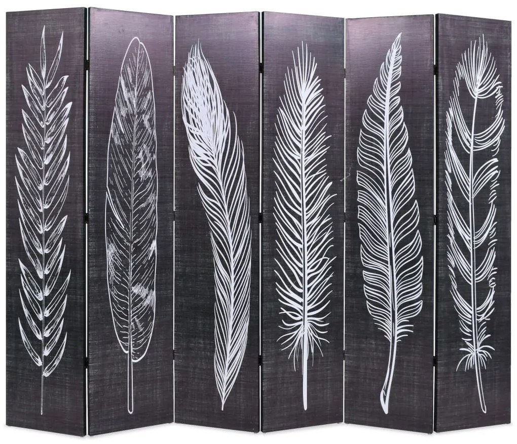 fekete-fehér toll mintás paraván 228 x 170 cm