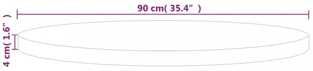 kerek kezeletlen tömör tölgyfa asztallap Ø90 x 4 cm
