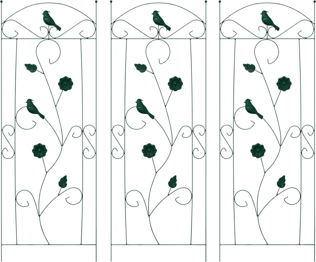 vidaXL Kerti Kerítés 3 pcs Zöld 110 x 40 cm Acél