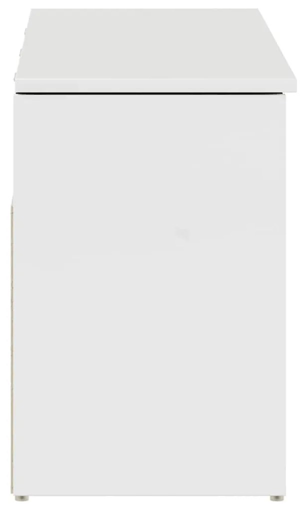 magasfényű fehér szerelt fa cipőpolc 102x30,5x45 cm
