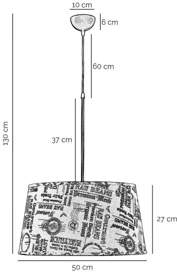 ONLI - Csillár zsinóron MAIDA 1xE27/15W/230V átm. 50 cm barna