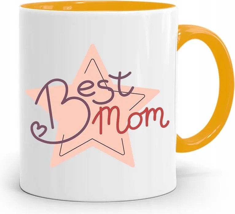 Sárga Bögre Ajándék Anyukáknak Best Mom fényképes nyomattal