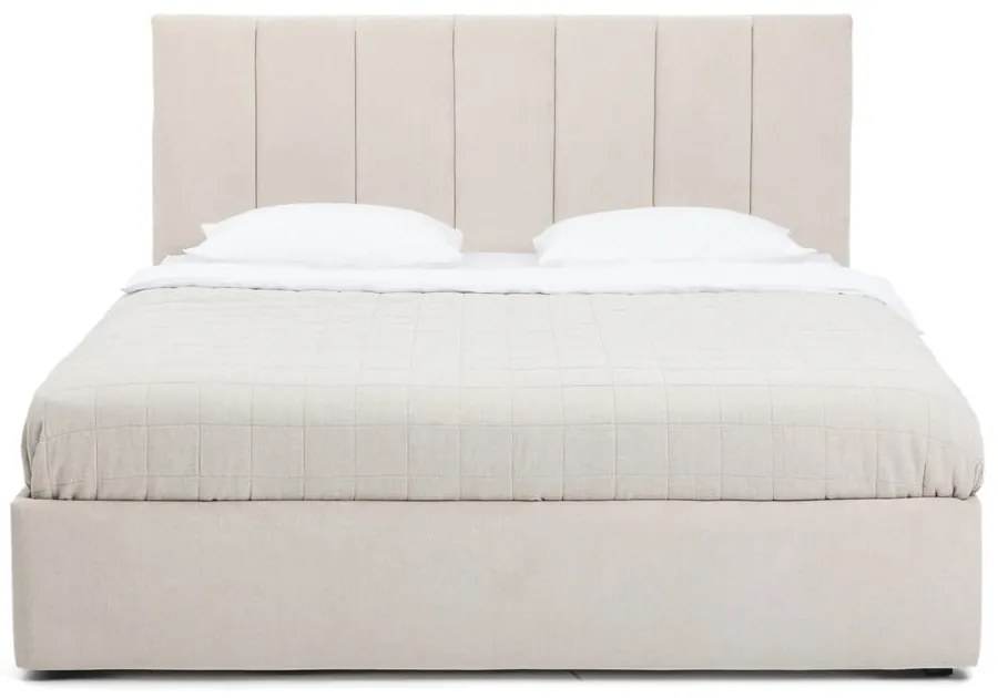 Bézs kárpitozott ágyneműtartós franciaágy matraccal, ágyráccsal 180x200 cm Thessa Bold Line – Bonami Selection