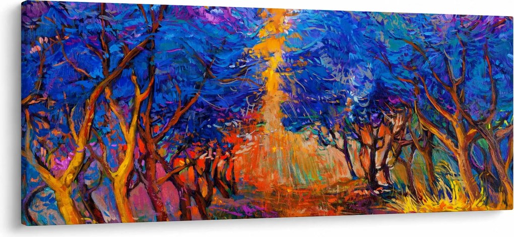 Kép - őszi fa koronák, modern impresszionizmus (120x50 cm)