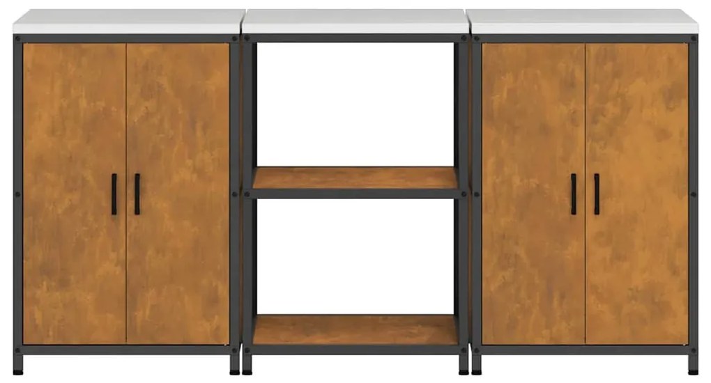 Konyhai Tároló Készlet polcokkal 3 pcs Rozsdás 180 x 50 x 92 cm