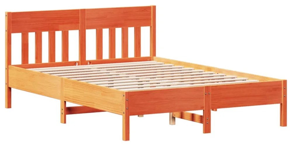 viaszbarna tömör fenyőfa ágy matrac nélkül 140 x 190 cm