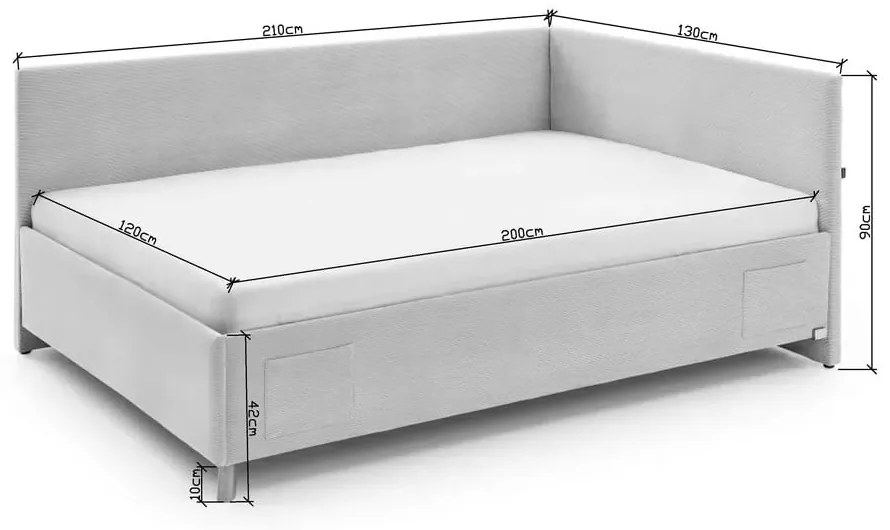 Bézs ágyneműtartós sarok gyerekágy 120x200 cm Cool – Meise Möbel