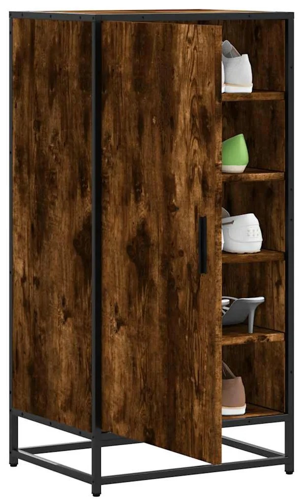 füstös tölgy színű szerelt fa cipőtartó 48x38x97,5 cm