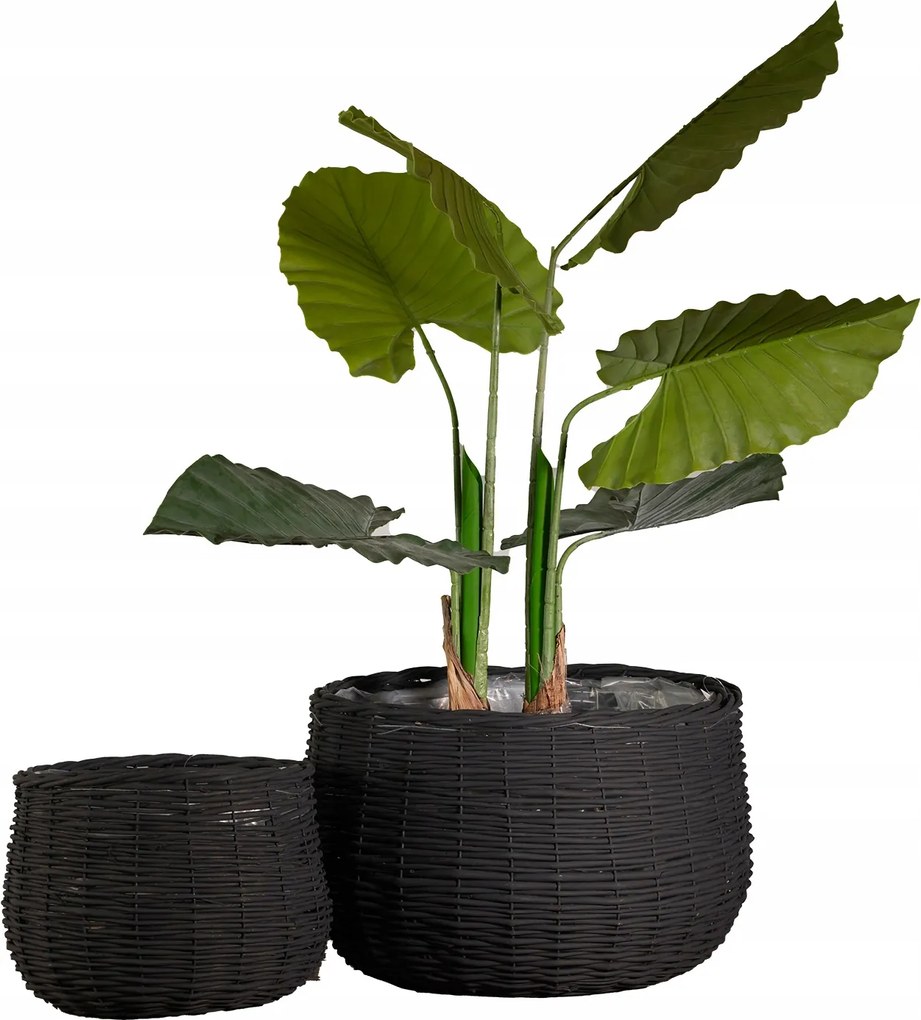 Fonott Kosár Fekete 40cm virágtartó fedél nappali kertbe 2 db