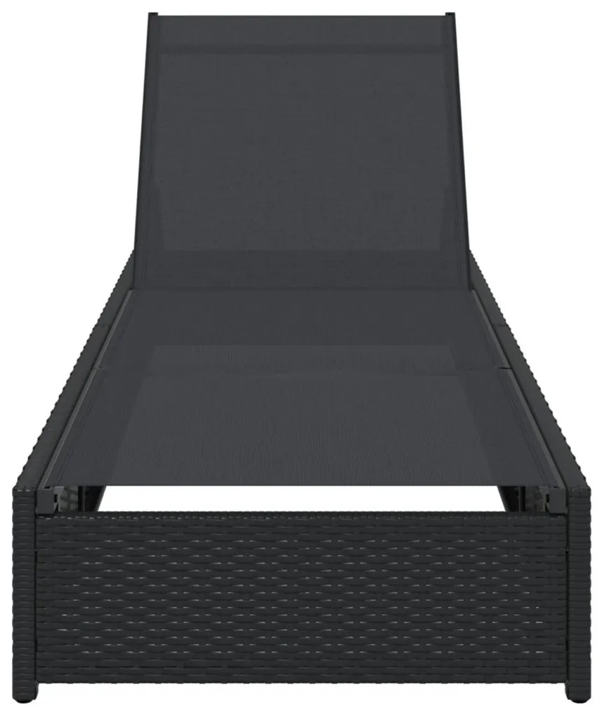 Napozóágy Fekete 60x200x27 cm Poli Rattan